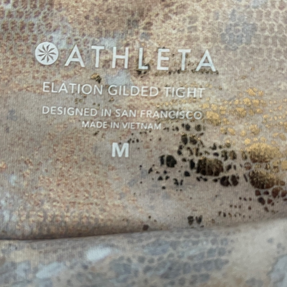 Athleta Elation Gilded Metallic Marble Leggings Medium 25” Ultra High Rise - Picture 12 of 13